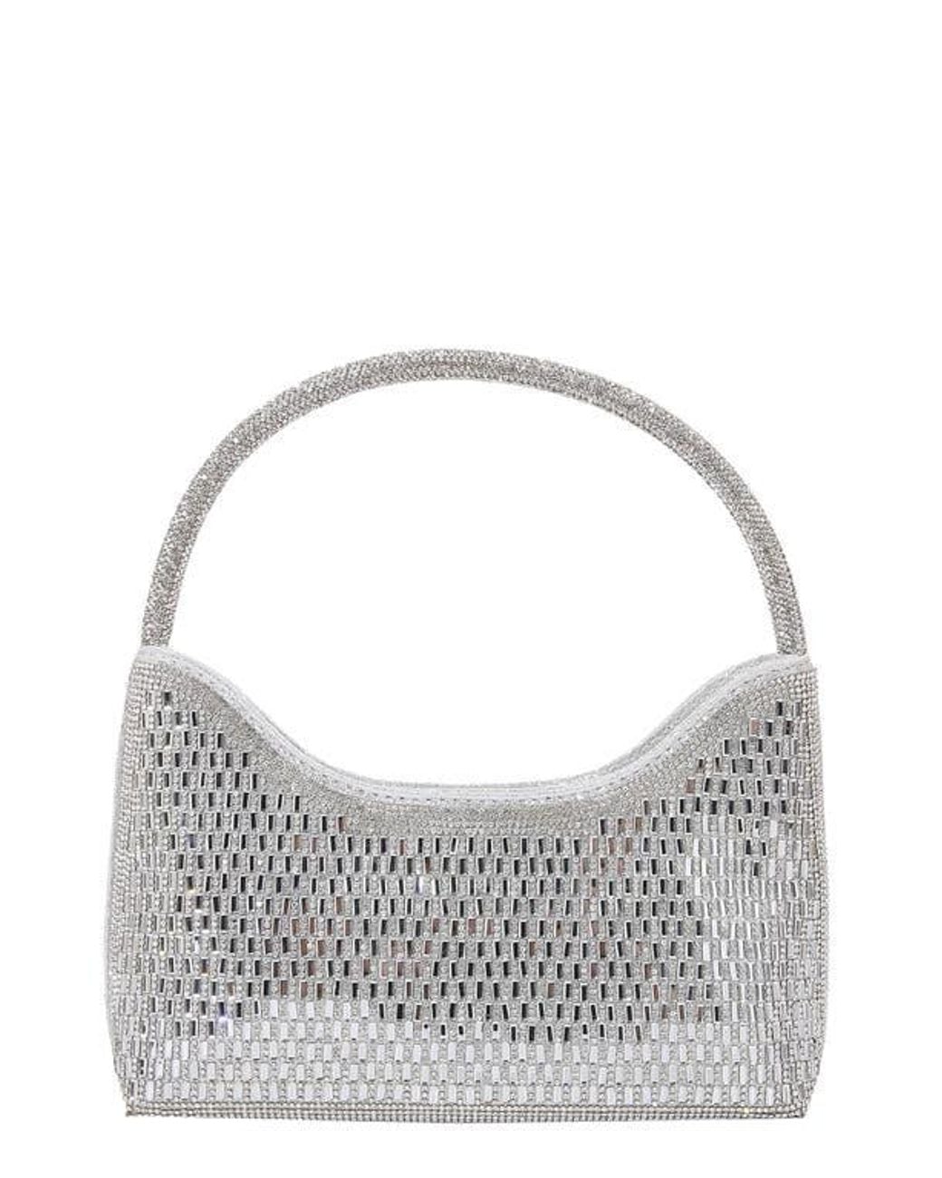BERNESS Gray Rhinestone Beaded Shoulder Bag