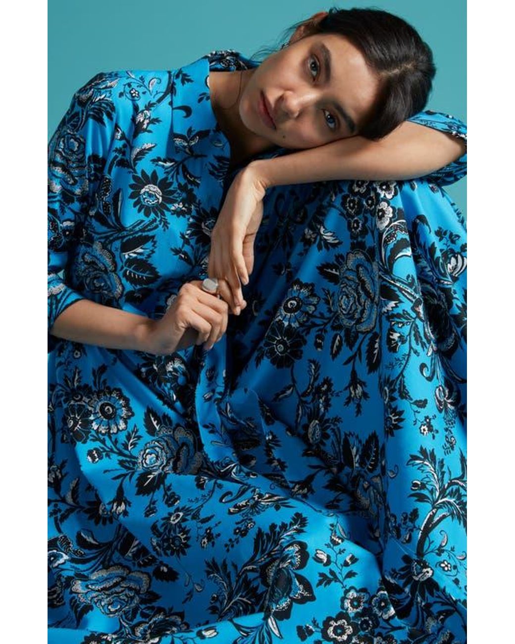 Diane von Furstenberg Blue Blaine Floral Shirtdress