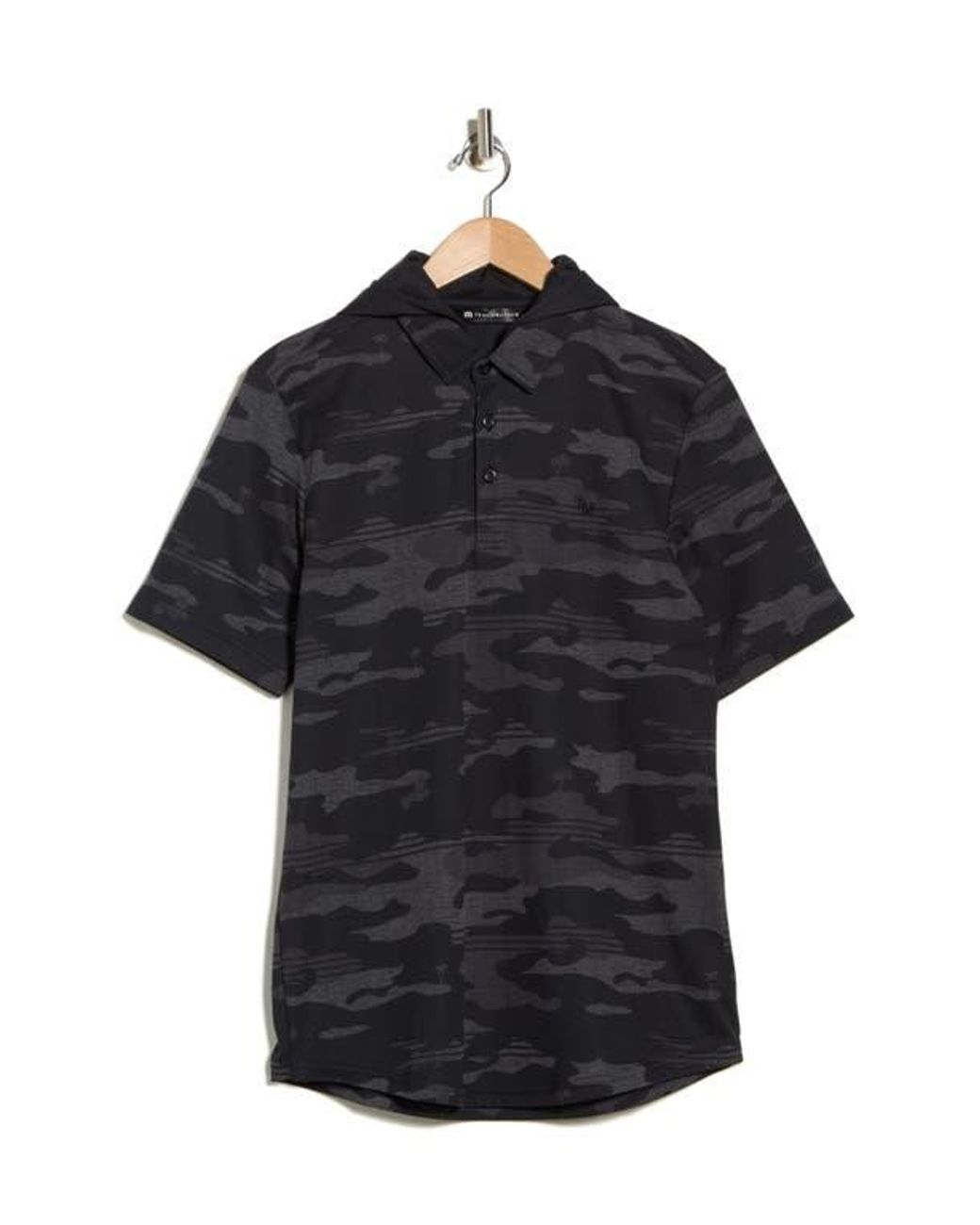 Travis Mathew Black Showdown Stealth Knit Polo for men