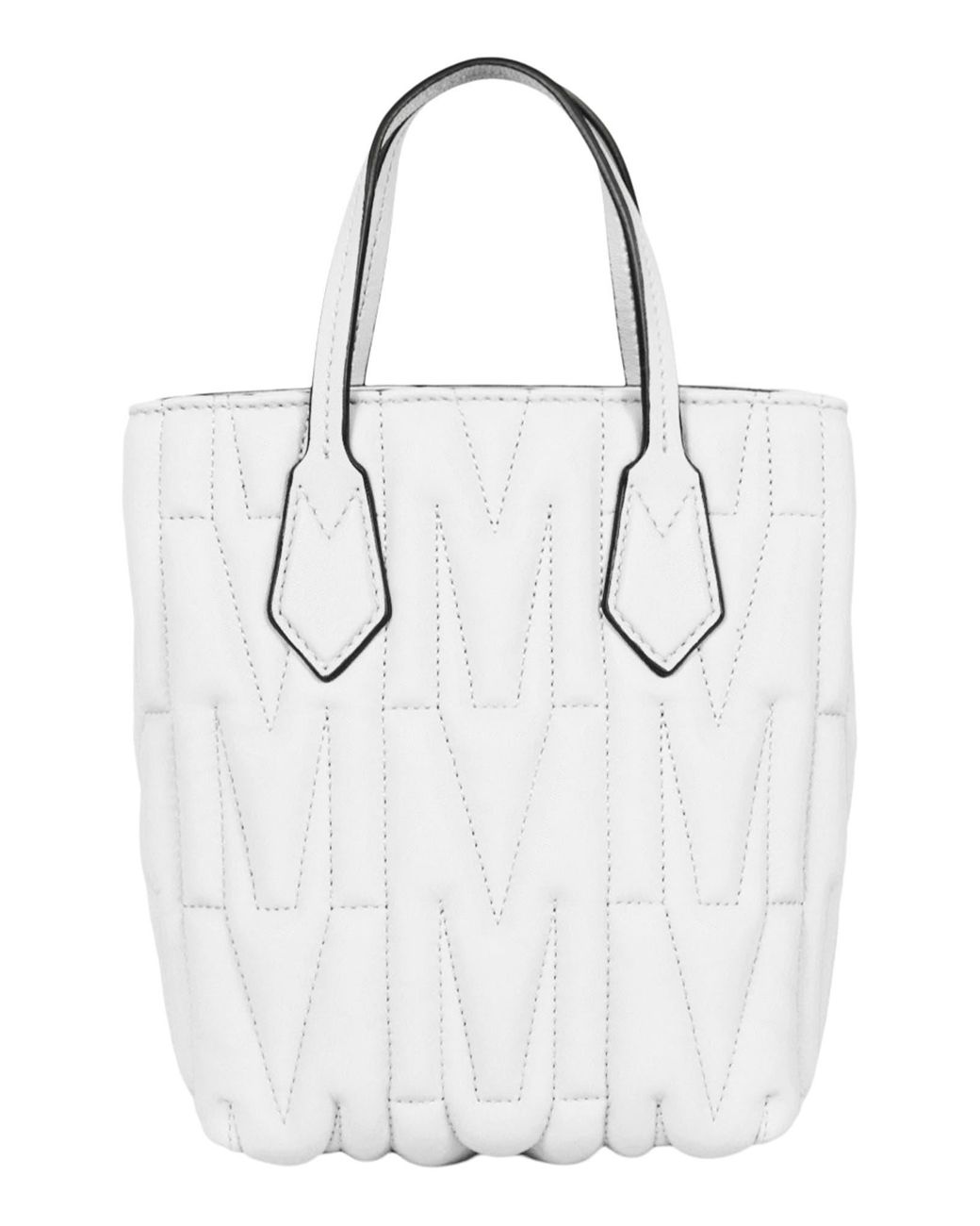 Moschino Quilted Leather Satchel Bag in White | Lyst
