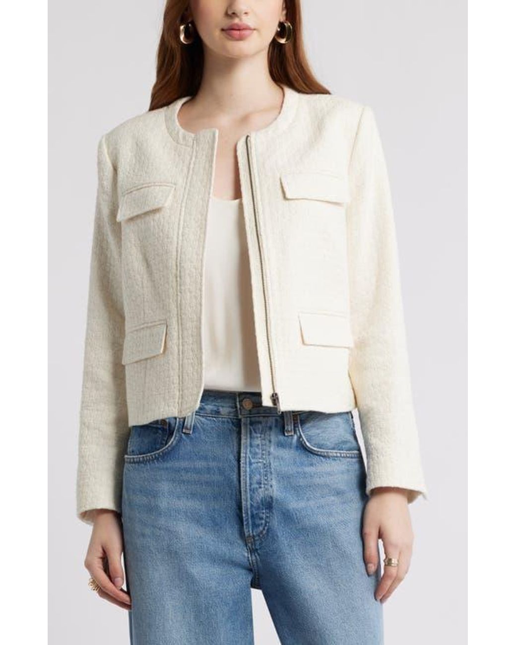 Nordstrom White Collarless Jacket