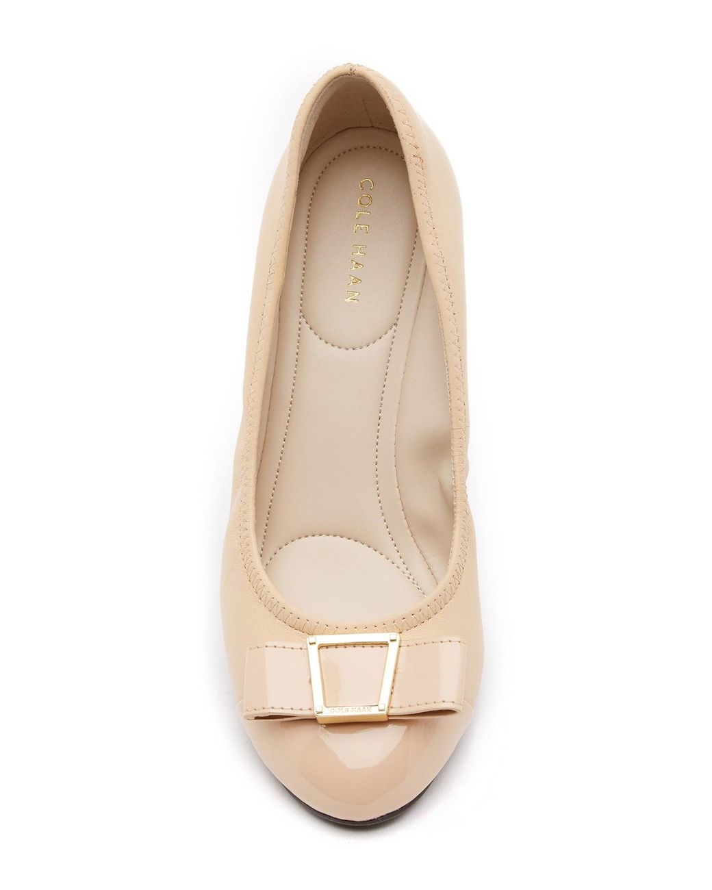 cole haan emory bow leather wedge pump