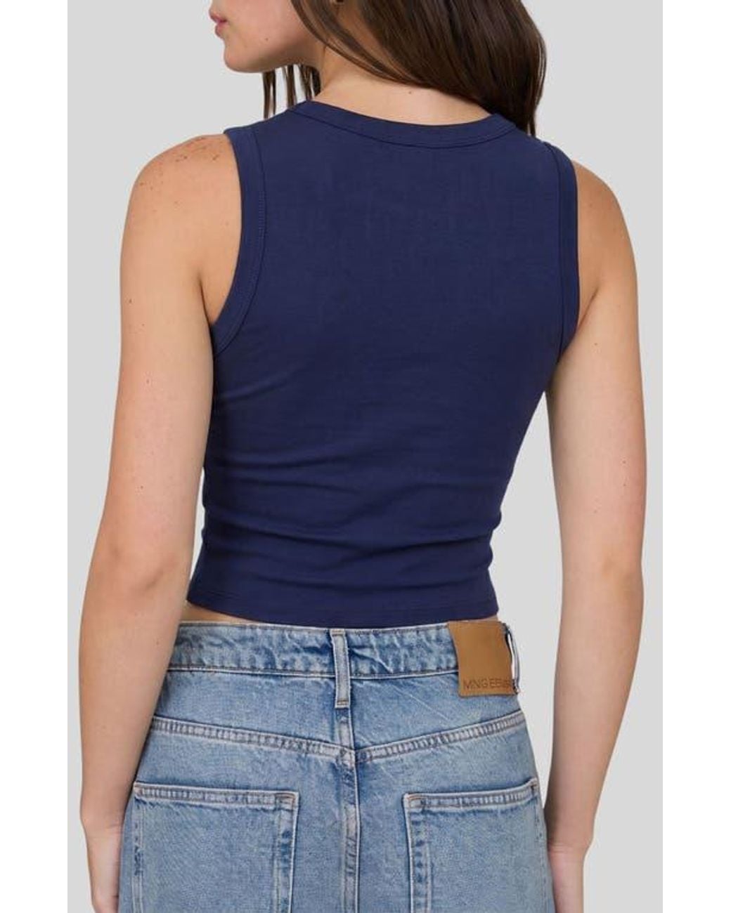 Blu Pepper Blue Button Down Cotton Jersey Tank