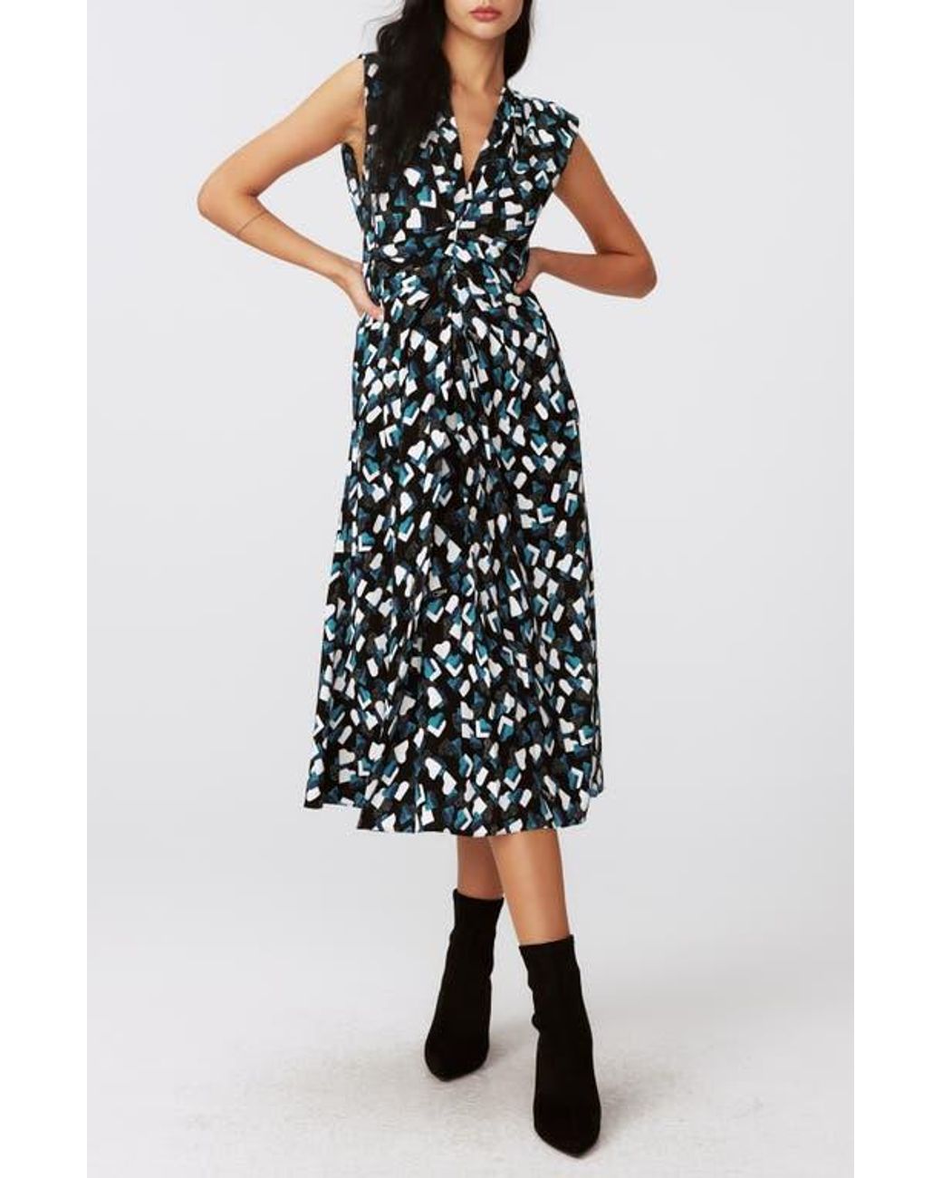 Diane von Furstenberg Multicolor Livia Piano Print Midi Dress