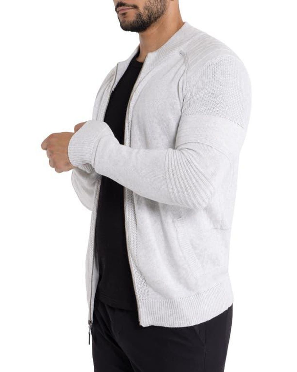 Xray Jeans White Full-Zip Sweater Jacket for men