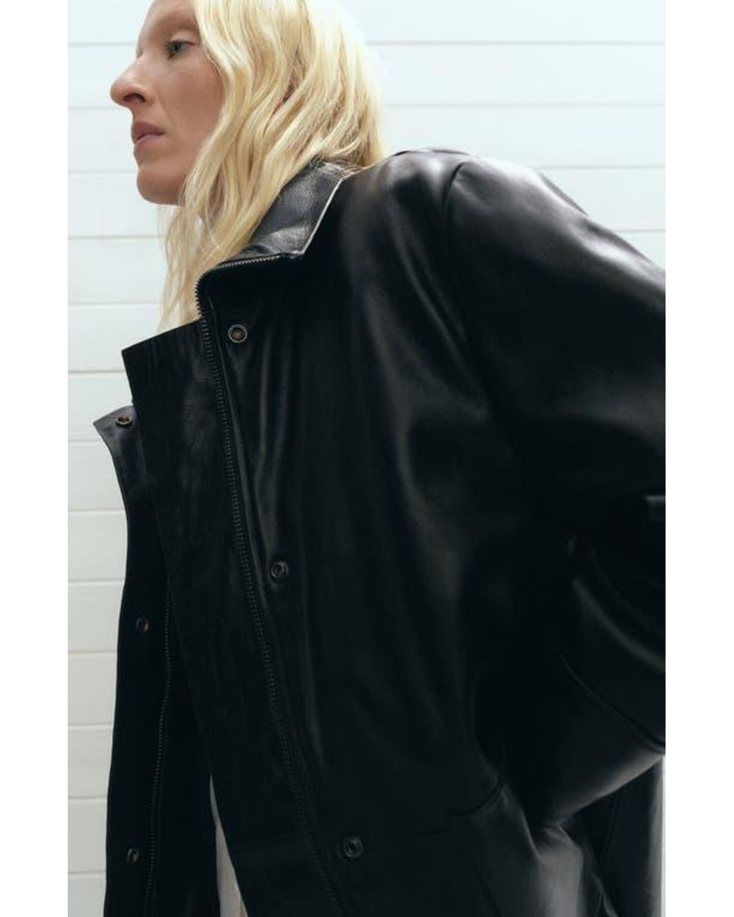 Mango Black Oversize Faux Leather Jacket