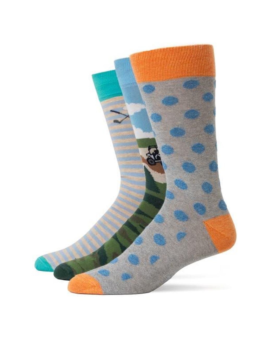 Lorenzo Uomo Blue Assorted 3-Pack Crew Socks for men