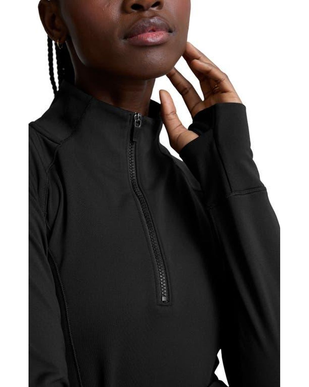 Beyond Yoga Black Pacer Fleece Quarter Zip Pullover