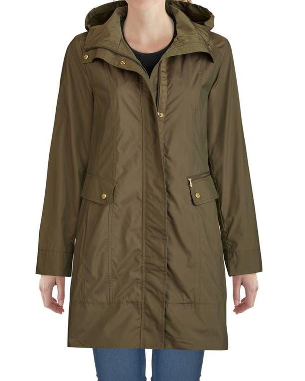 Cole Haan Back Bow Packable Hooded Raincoat in Green Lyst