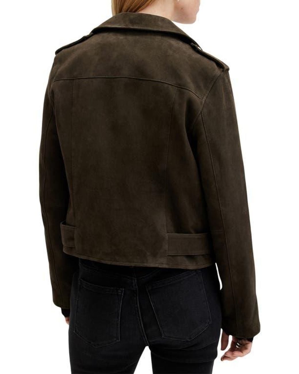 AllSaints Black Suede Moto Jacket