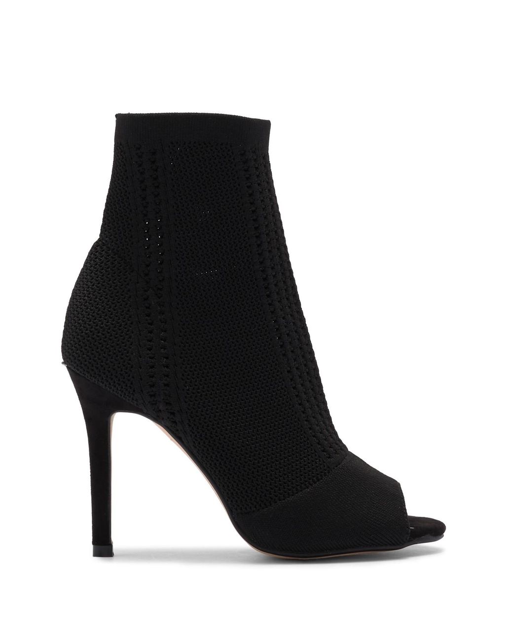 Catherine Malandrino Womens Pulley Sock Knit Boots Heels Black 