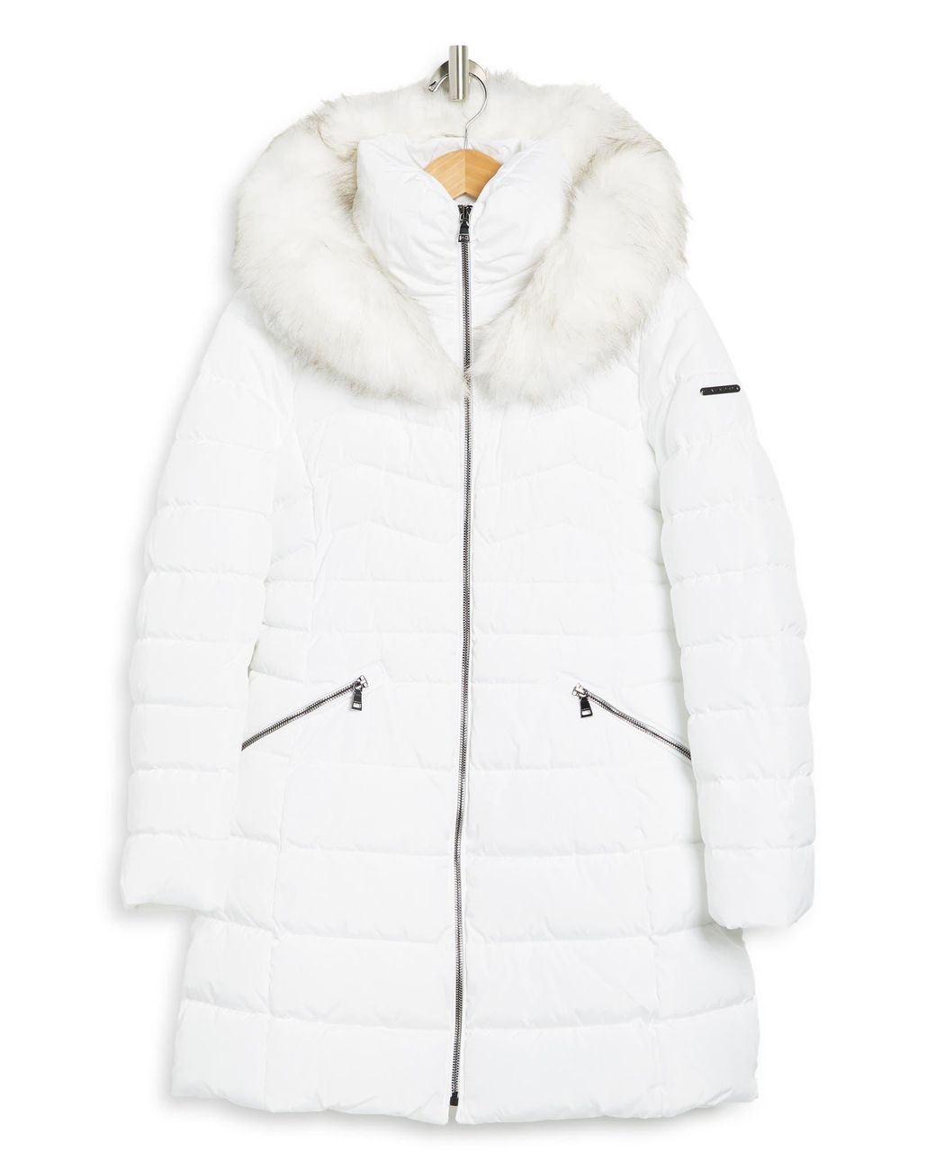 Laundry by Shelli Segal Faux Fur Hooded Puffer Jacket In Real White At