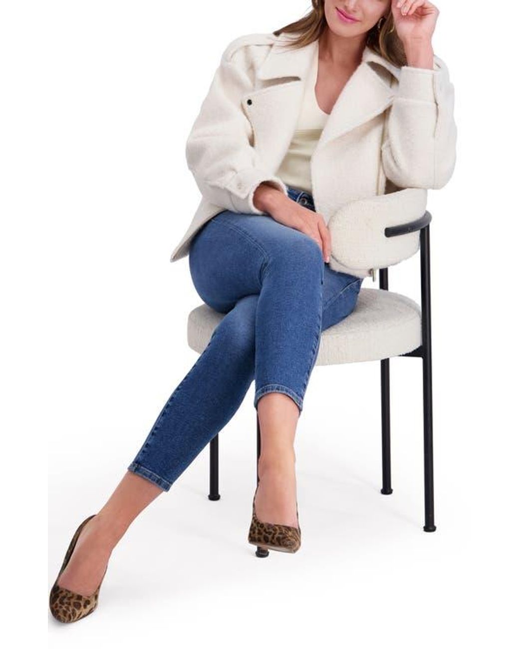 Kensie Gray Bouclé Moto Jacket