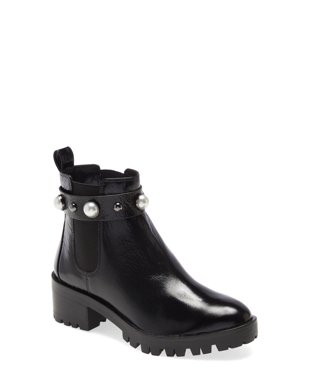 Karl Lagerfeld Pola Studded Chelsea Bootie In Black Leather At