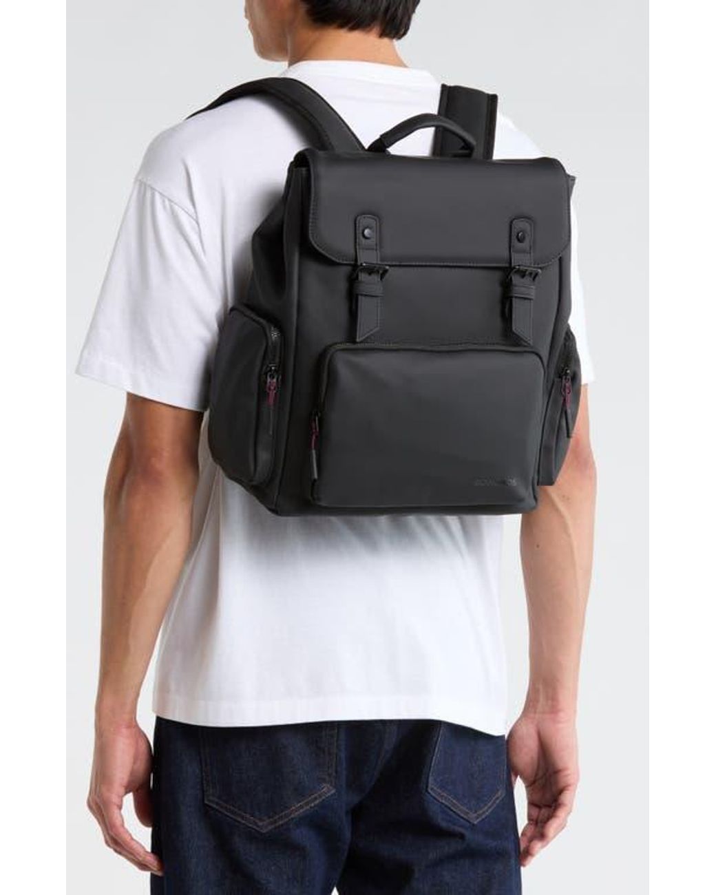 Bonobos Black Rubberized Laptop Backpack for men