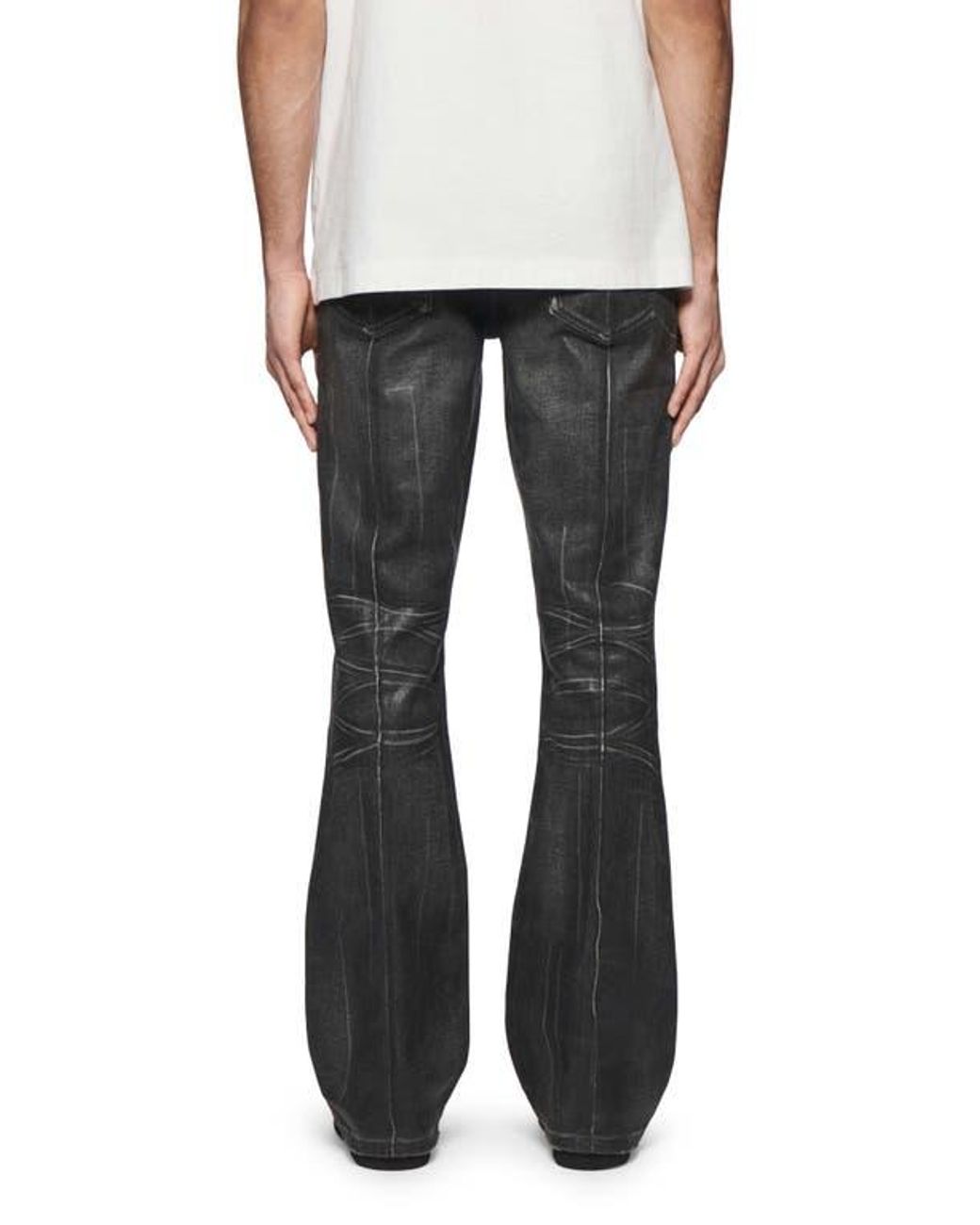 Purple Brand Pintuck Flare Coated Flare Jeans in Black for Men | Lyst