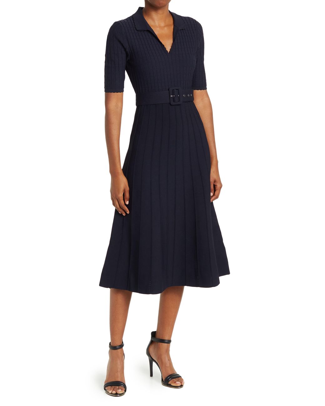 Ted Baker Collared Knit Midi Dress In Navy At Nordstrom Rack in Blue Lyst