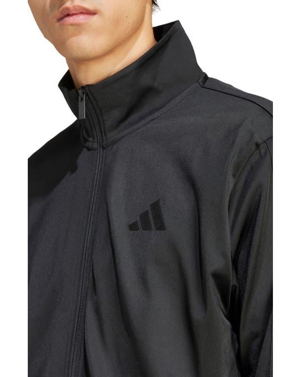 Adidas Black Essentials Warm-Up 3-Stripes Track Jacket for men
