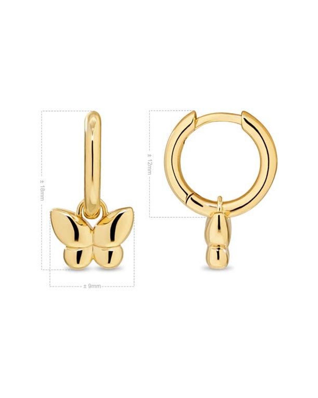 DEVATA Metallic Butterfly Hoop Earrings