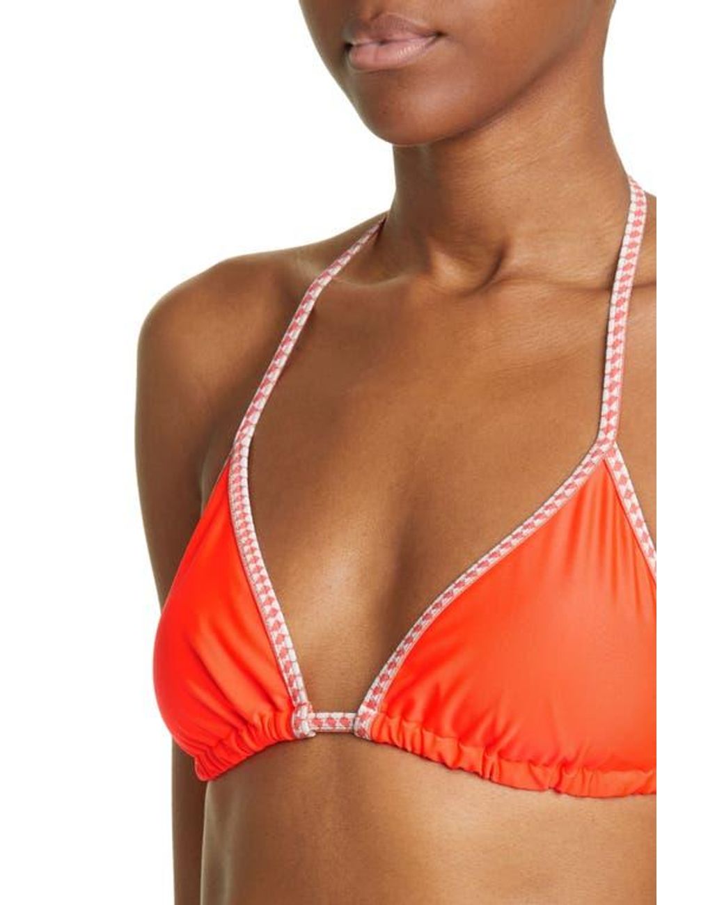 Lemlem Orange Lena Triangle Bikini Top