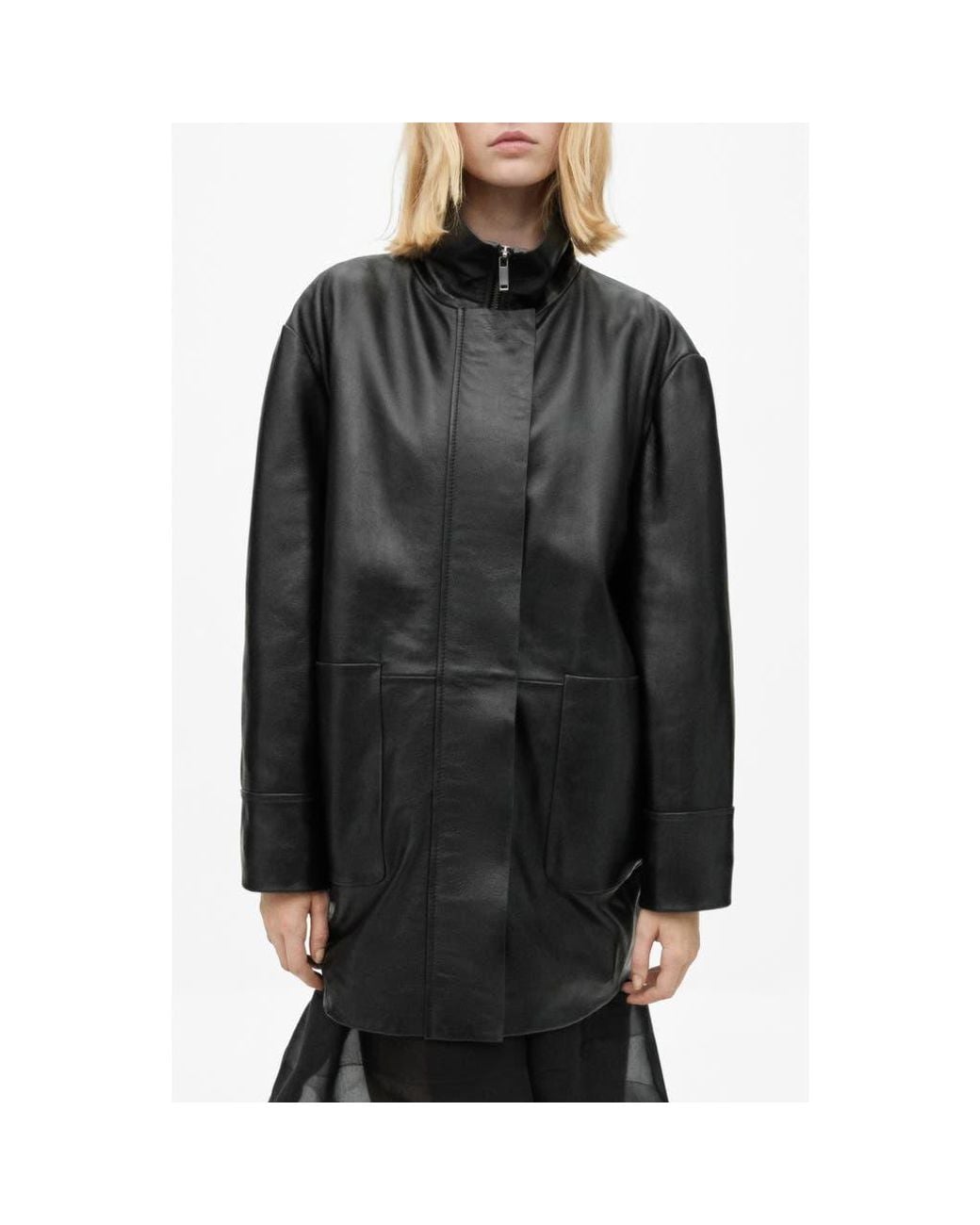 Mango Black Oversize Faux Leather Jacket