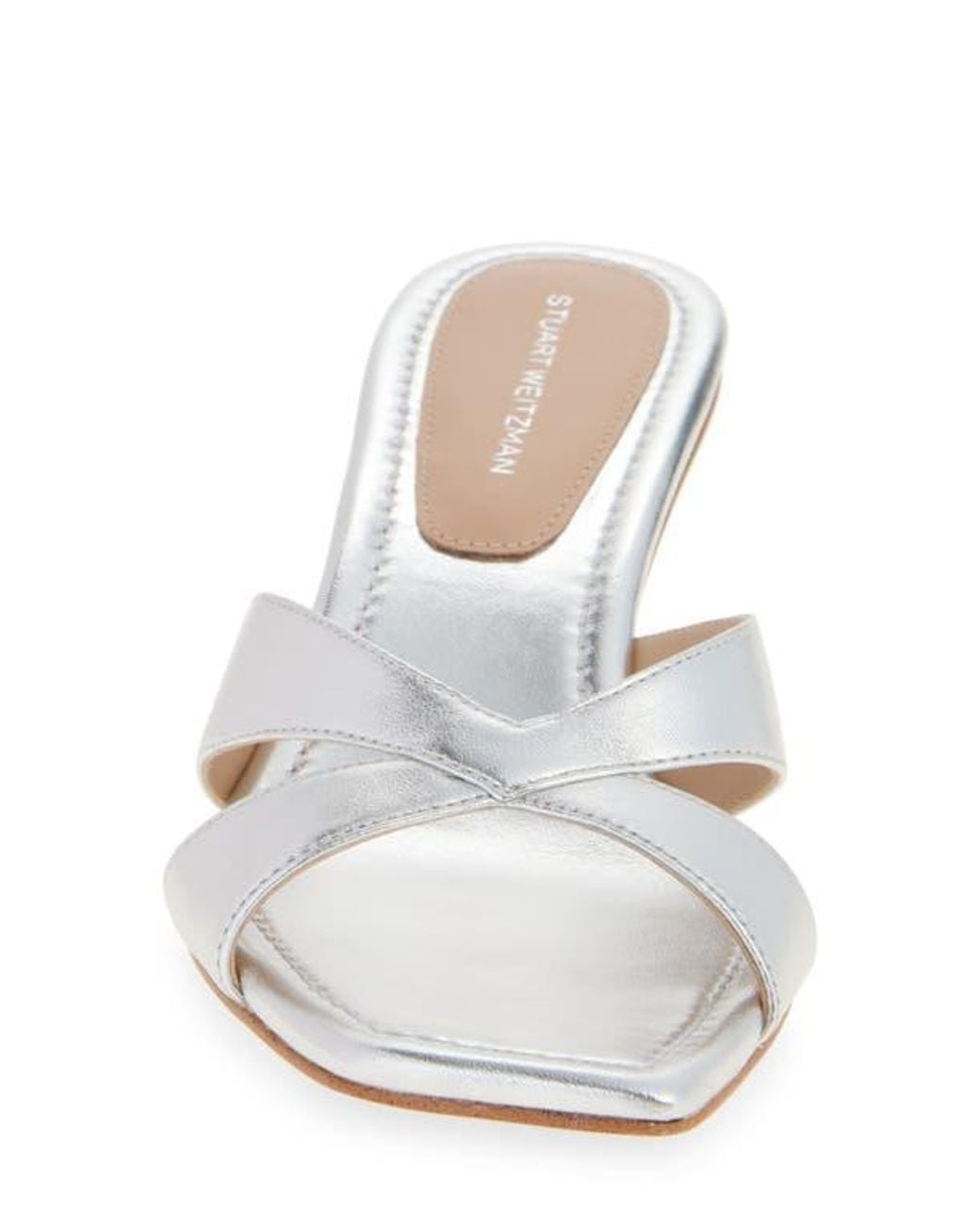 Stuart Weitzman White Miami 50 Slide Sandal