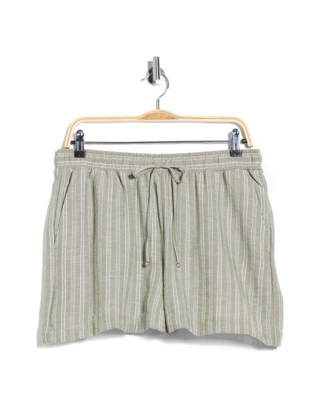 Max Studio Gray Stripe Drawstring Shorts