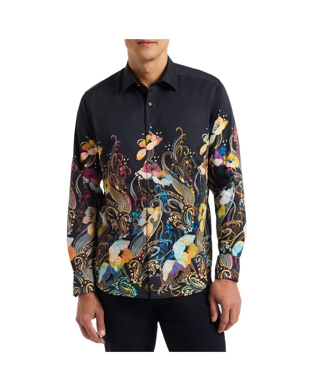 knee length dresses for ladies Robert Graham Salisbury Damask Woven Shirt – Giovanni's Fine Fashions main image 1