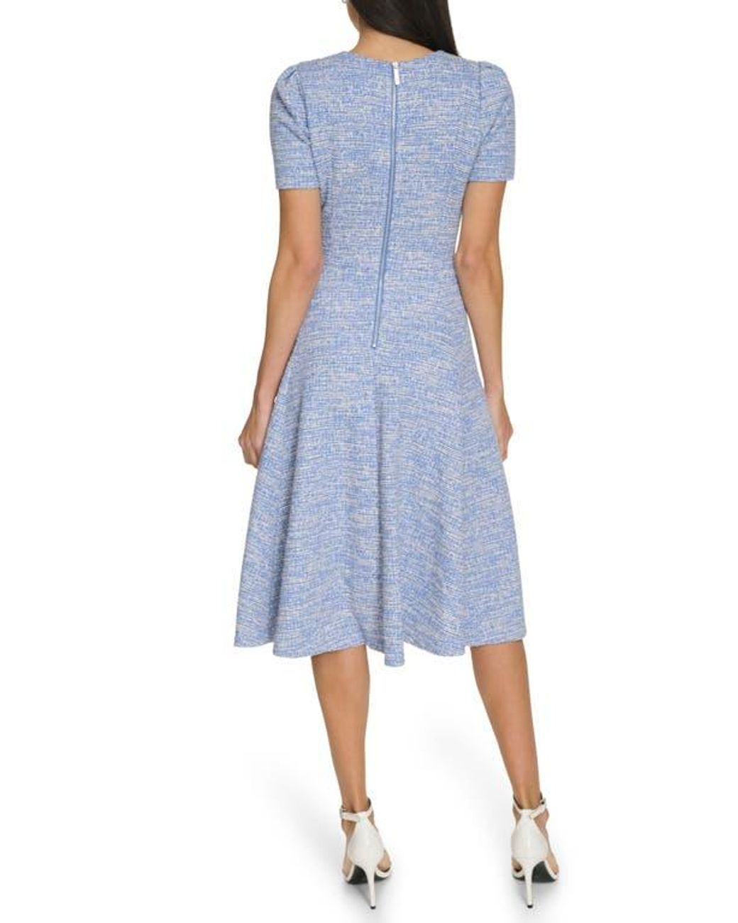 calvin klein fit flare dress Womens & Orange Short Sleeve Tie Round Ne A simple two Calvin Klein Blue Geometric Print