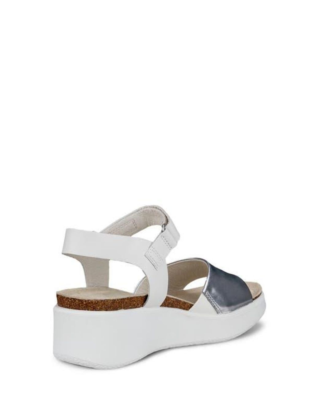 Ecco White Corksphere Flowt Wedge Cork Sandal