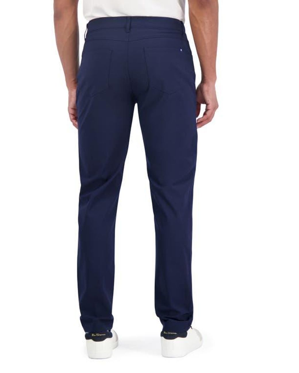 Ben Sherman Blue Solid 4-Way-Stretch Tech Golf Pants for men