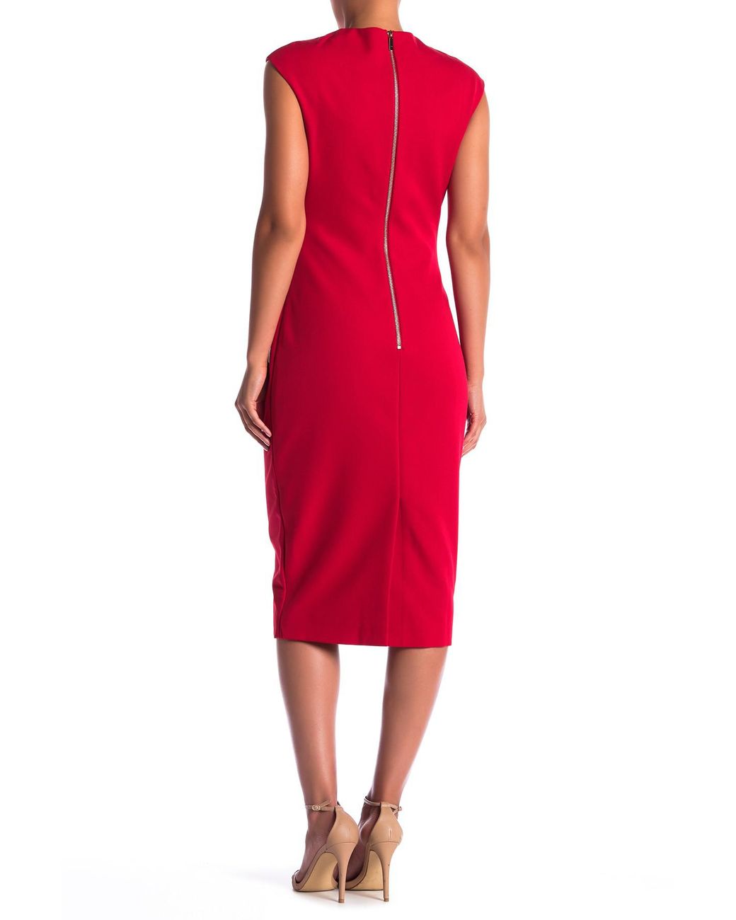 Ted Baker Synthetic Bow Jewel Neck Dress in Red | Lyst