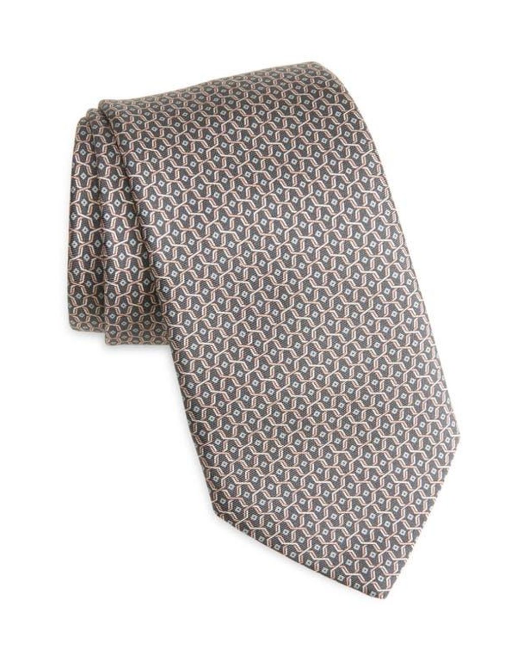 Canali Gray Geometric Silk Tie for men