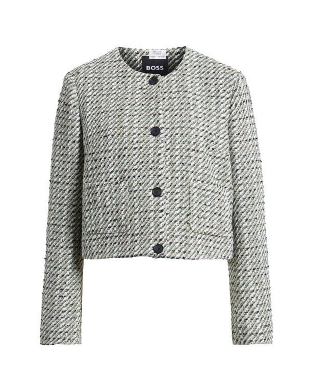 Boss Gray Tweed Crop Jacket