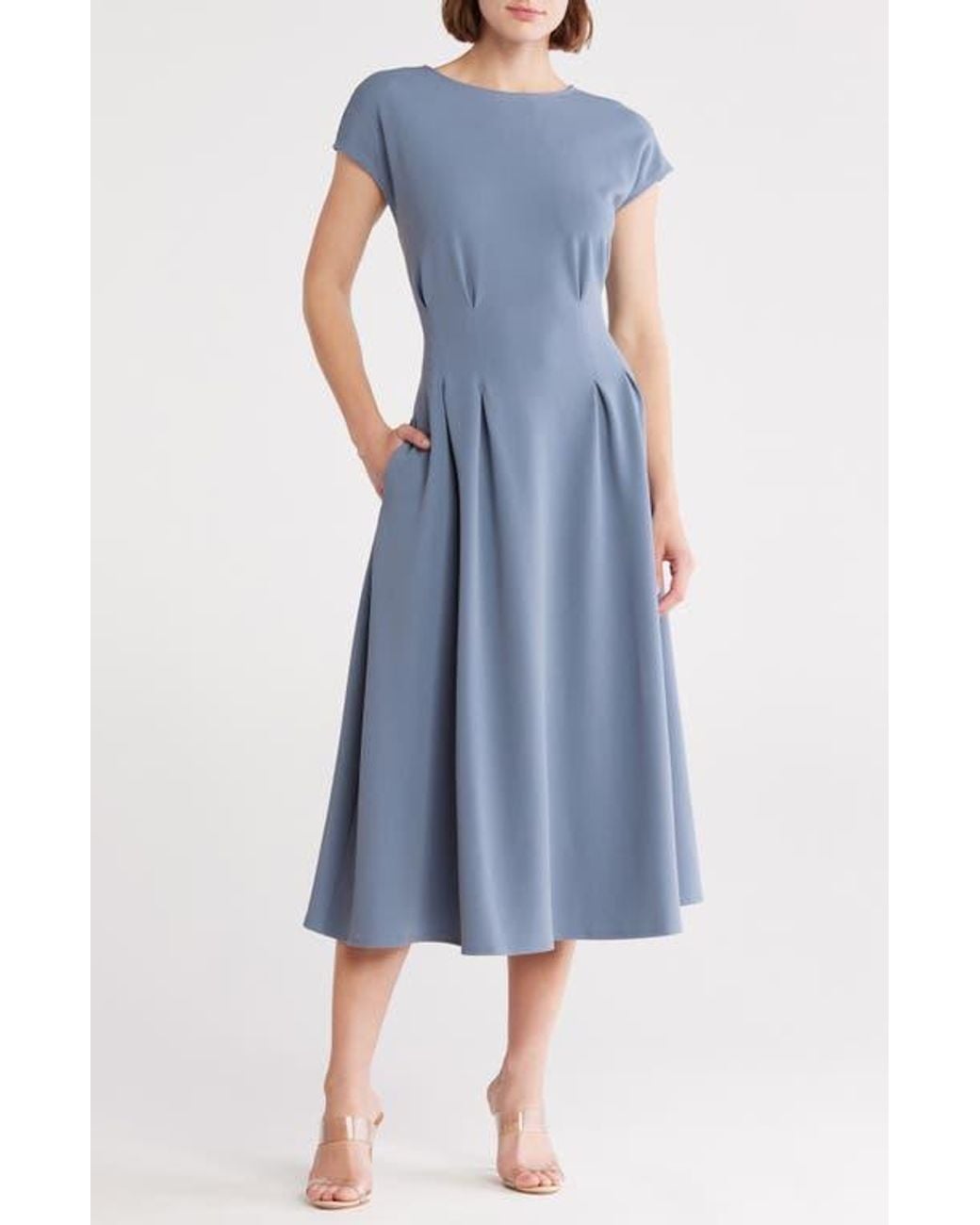 Nordstrom Rack Pleated Waist Knit A-Line Dress in Blue | Lyst