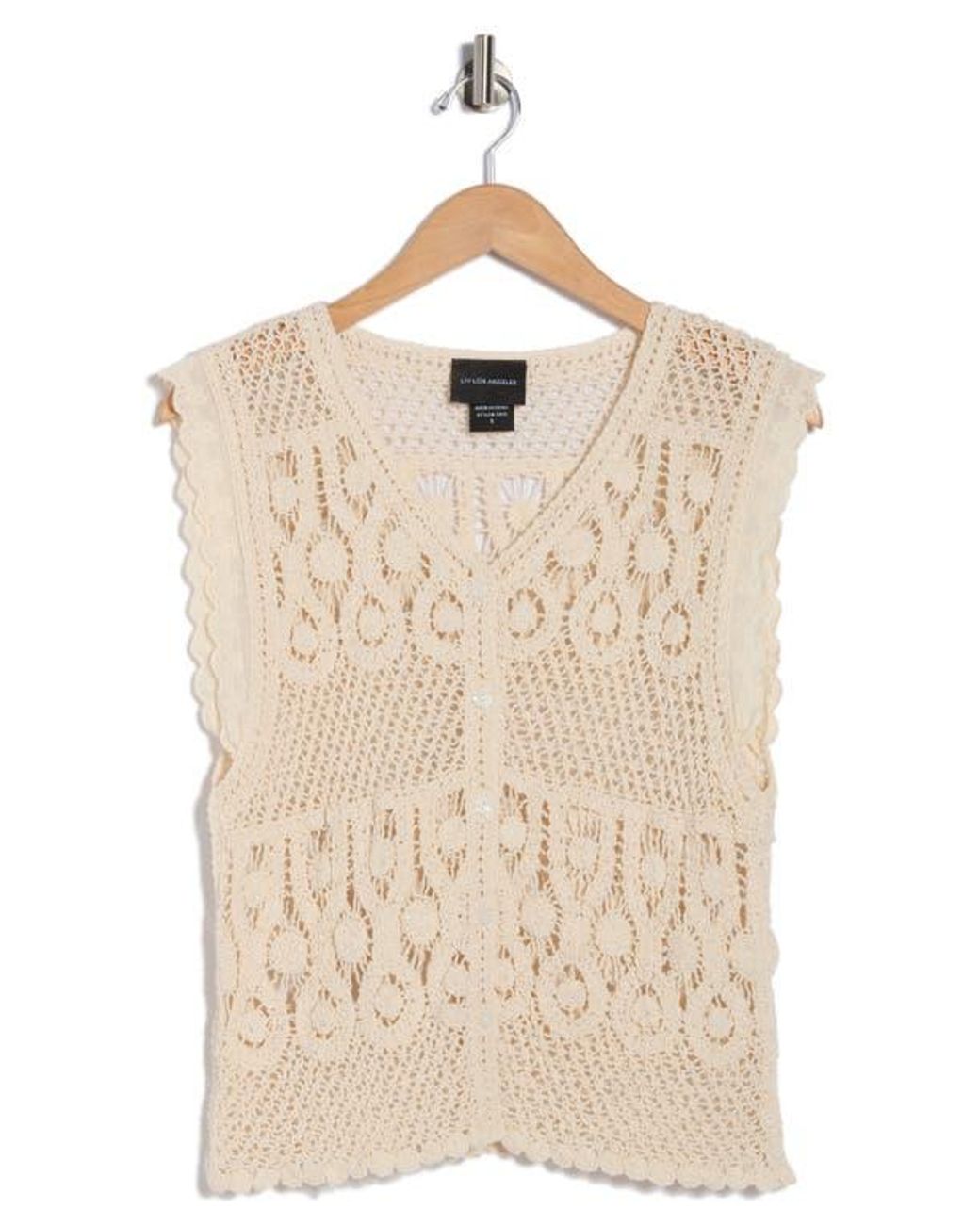 Forgotten Grace Natural Crochet Button Tank