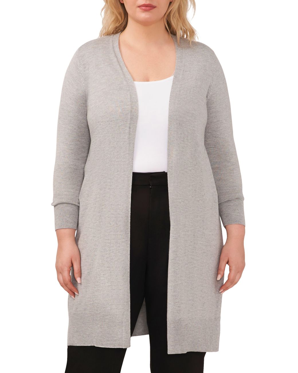 Halogen Open Front Long Cardigan in White Lyst