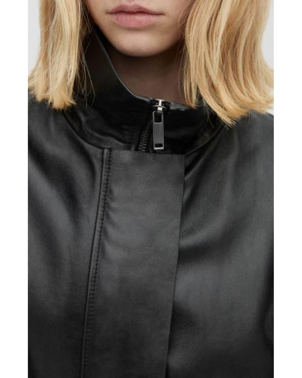 Mango Black Oversize Faux Leather Jacket