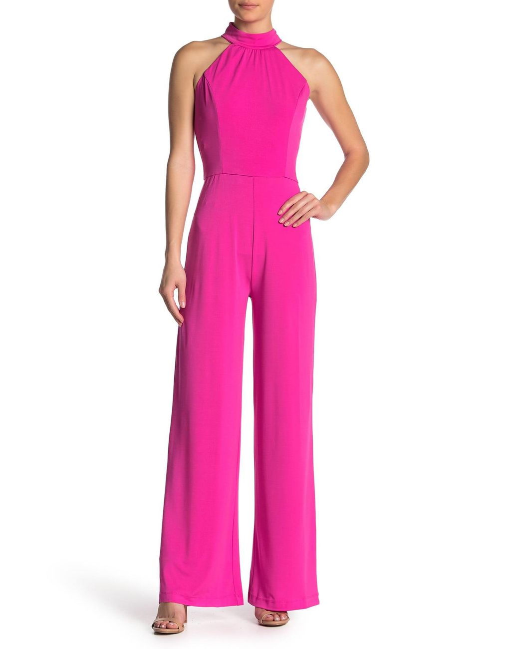 alexia admor meghan halter crepe jumpsuit