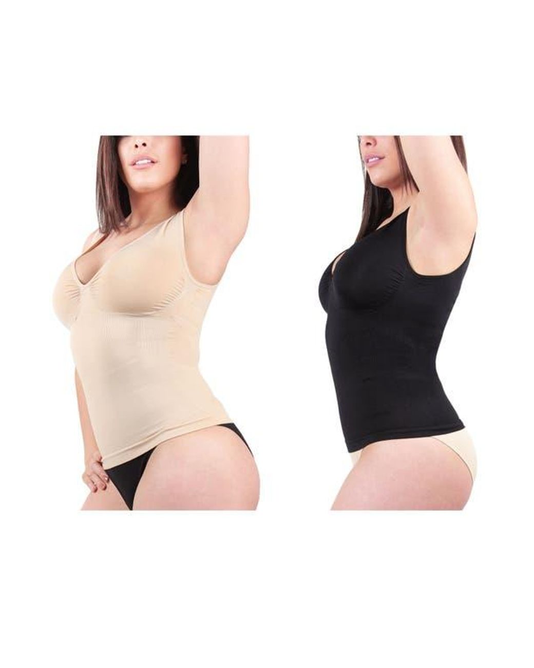 Memoi Black Assorted 2-Pack Shaping Tanks