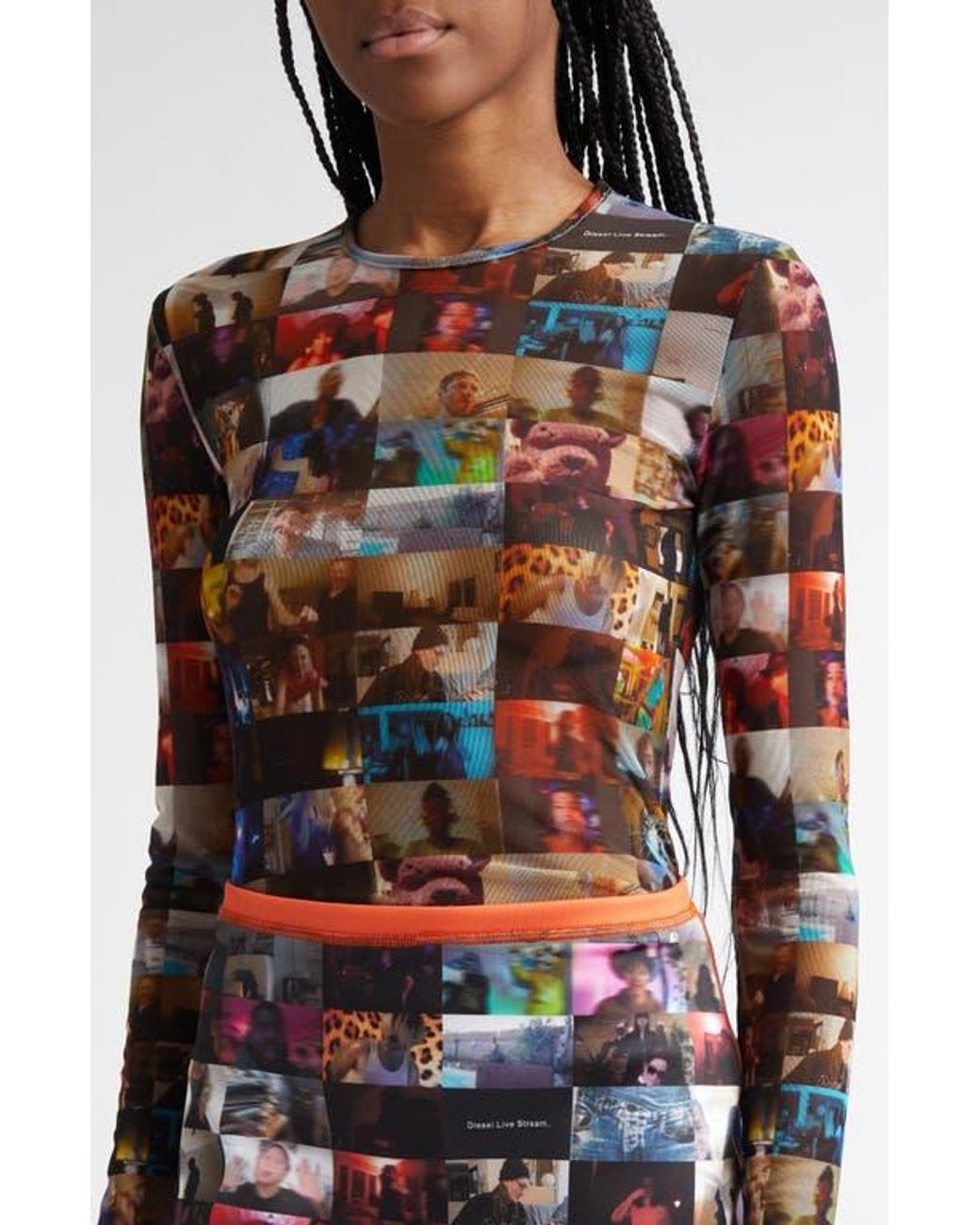 DIESEL T-Lixy Video Call Print Long Sleeve Mesh Top | Lyst DIESEL T-Lixy Video Call Print Long Sleeve Mesh Top | Lyst
