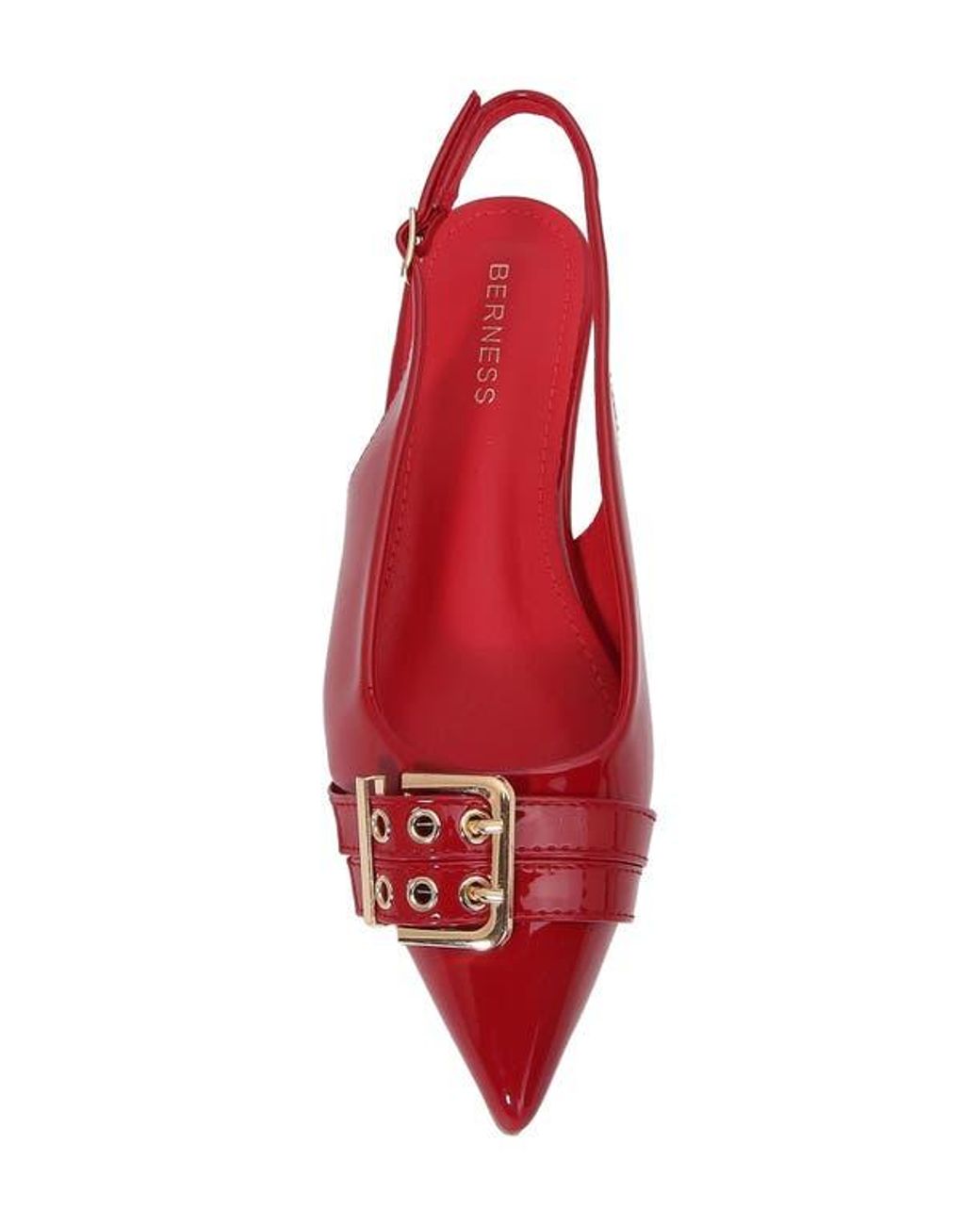 BERNESS Red Buckle Slingback Pointed Toe Flat