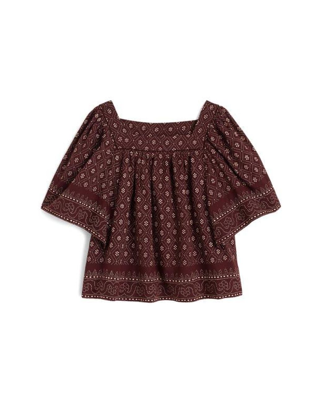 Madewell Brown Flutter Sleeve Top