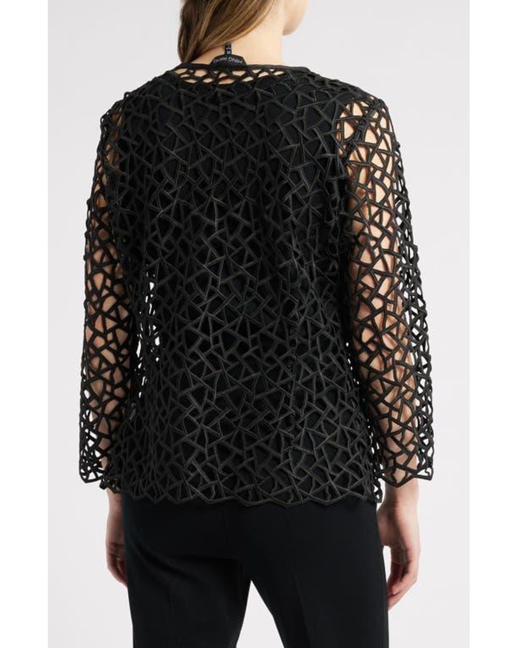 Ming Wang Black Geometric Cutout Jacket