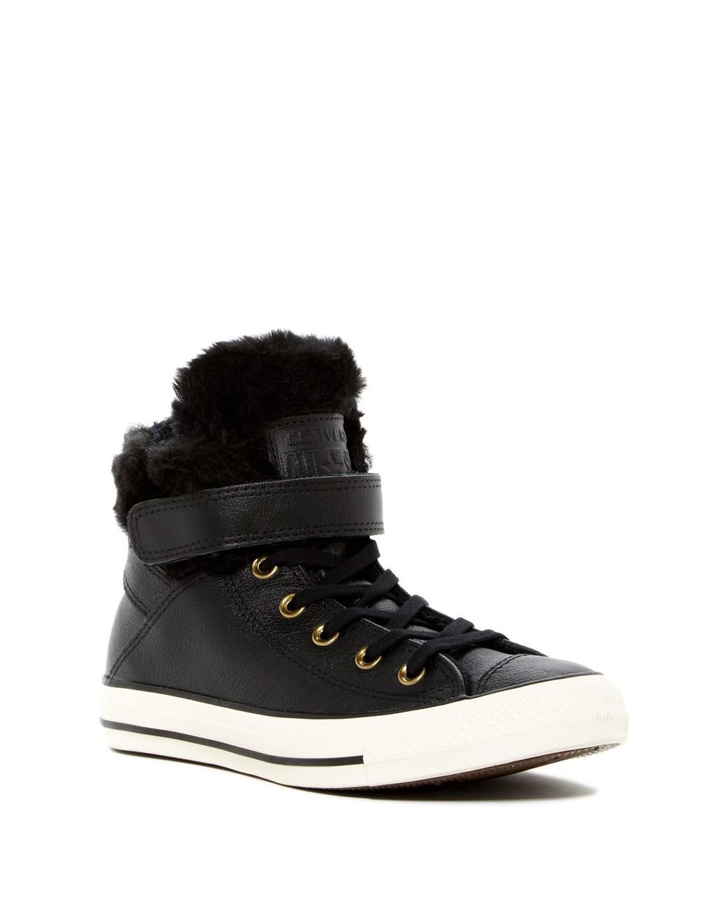 Converse, Shoes, Brown Leather Converse High Top With Fur Inside