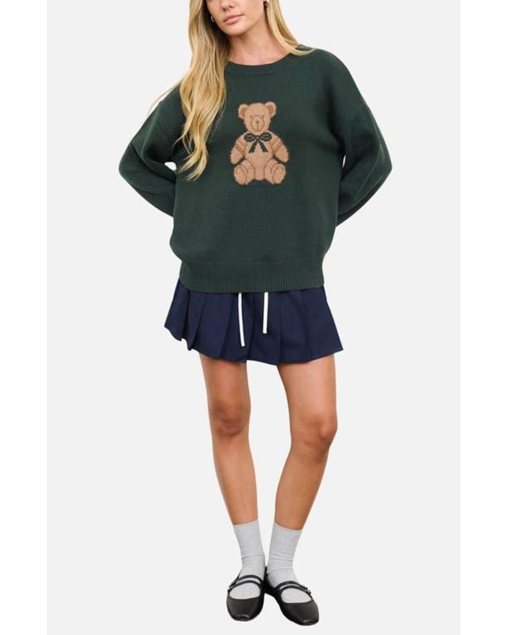 Blu Pepper Green Teddy Bear Pullover Sweater
