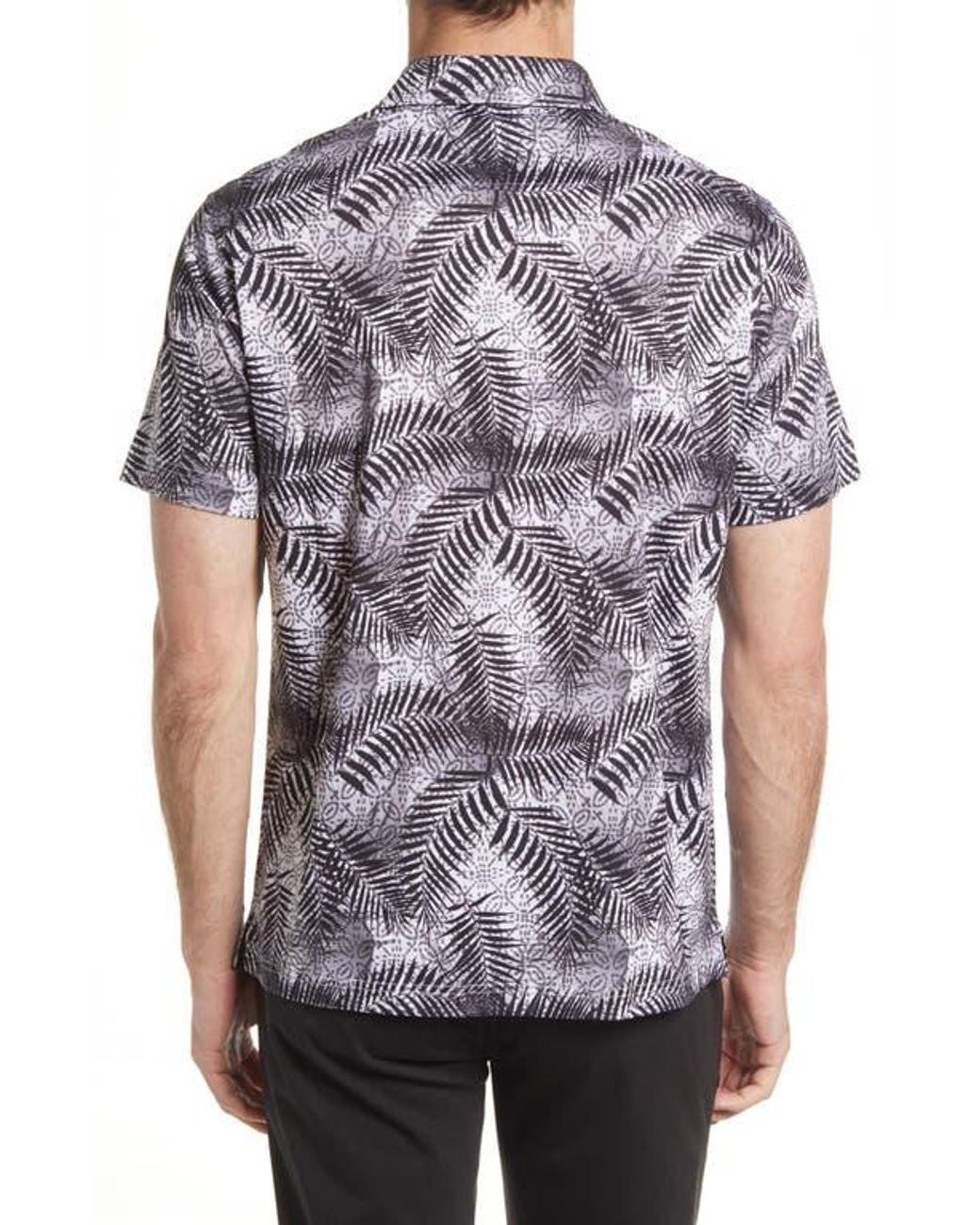 Bugatchi Gray Digital Print Cotton Polo for men