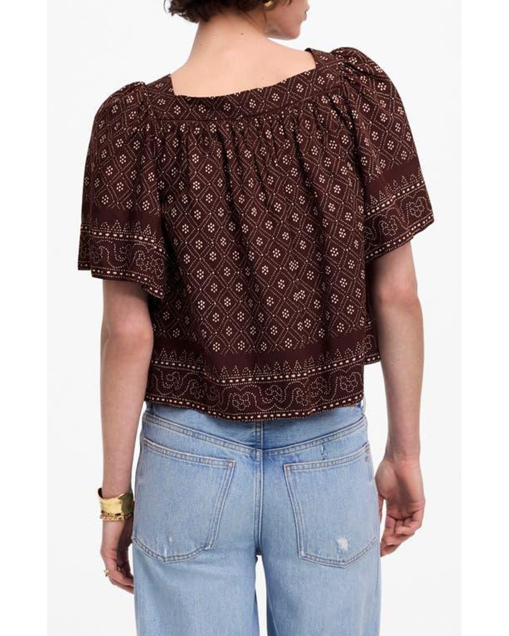 Madewell Brown Flutter Sleeve Top
