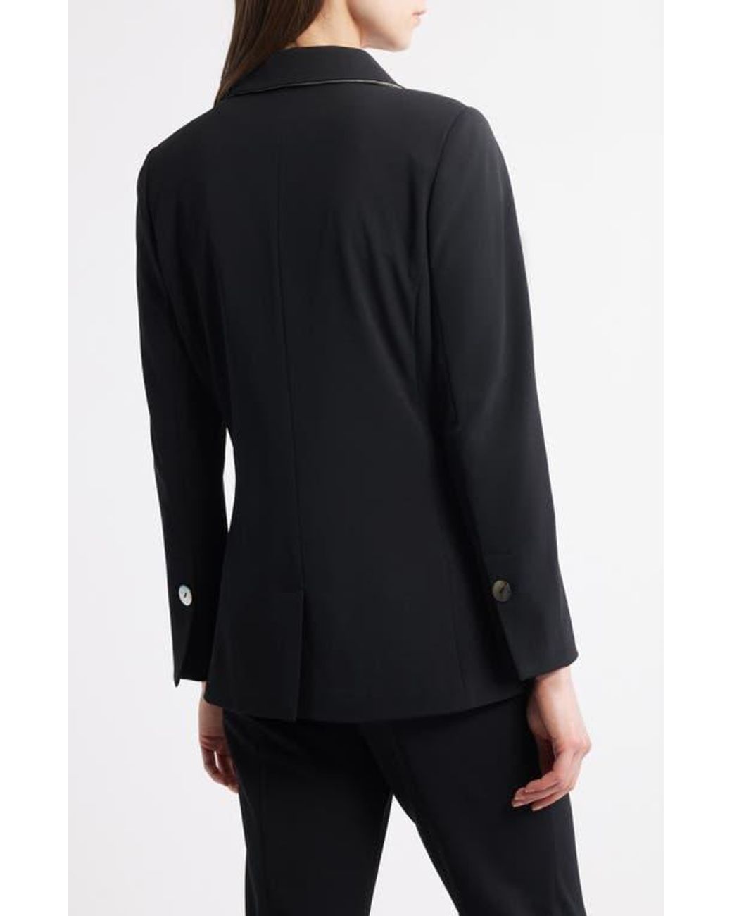Ming Wang Black X Tanya Foster Deco Crepe One-Button Blazer