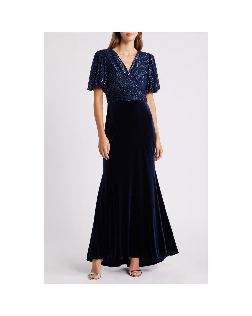 Elsie Sequin Floral Mermaid Maxi Gown (Black Nude) main image 0